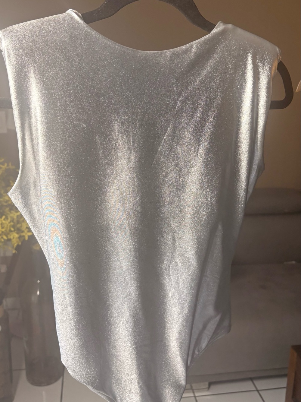 H&M Silver Metallic Sleeveless Bodysuit - Women